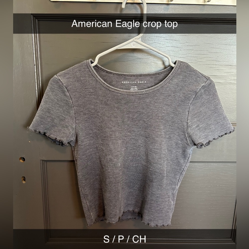 Grey American eagle crop top